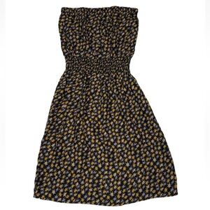 Eight Sixty strapless dress 100% silk black yellow stars excellent condition